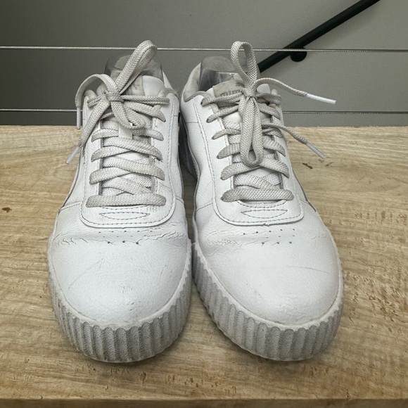 Puma white carina 2.0 platform leather soft foam sneaker casual athleisure 9.5 - Picture 6 of 9